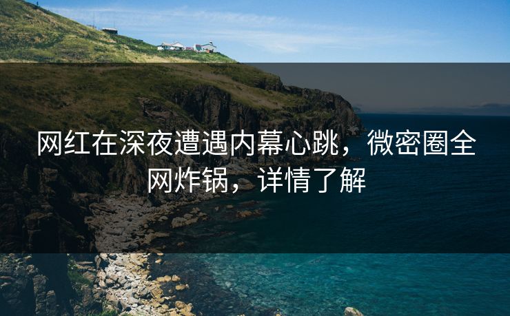 网红在深夜遭遇内幕心跳，微密圈全网炸锅，详情了解