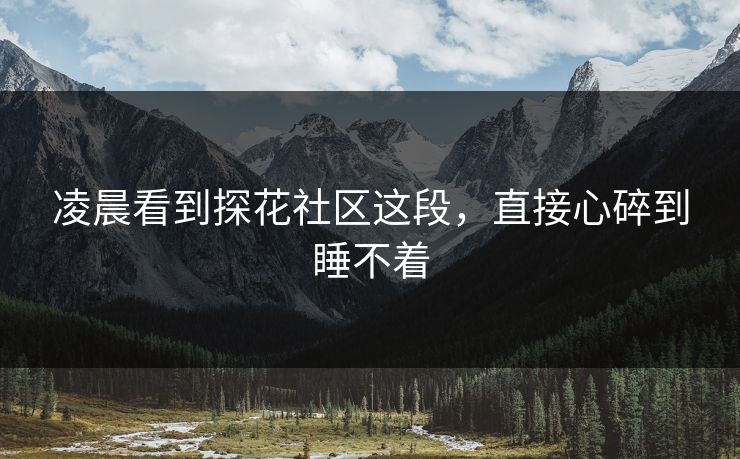 凌晨看到探花社区这段，直接心碎到睡不着
