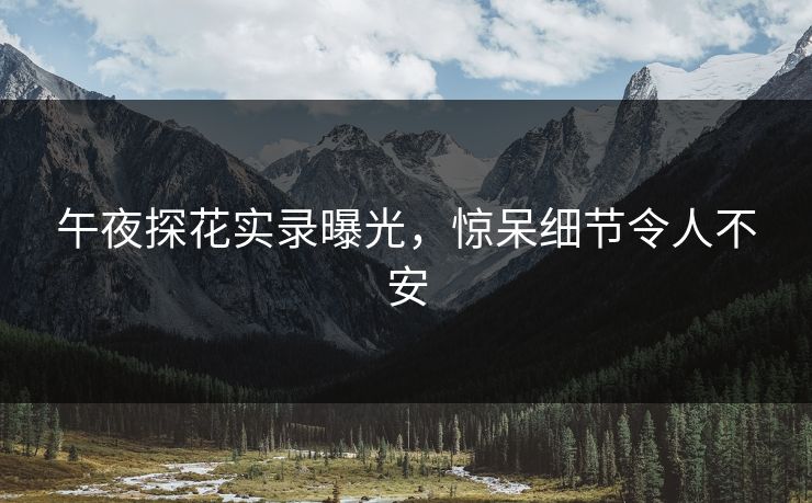 午夜探花实录曝光，惊呆细节令人不安