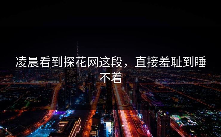 凌晨看到探花网这段，直接羞耻到睡不着