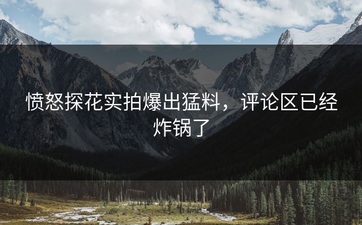 愤怒探花实拍爆出猛料，评论区已经炸锅了