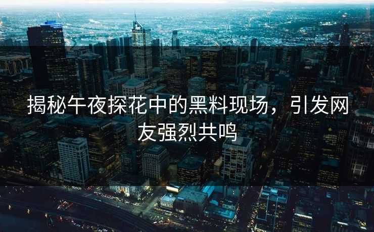 揭秘午夜探花中的黑料现场，引发网友强烈共鸣