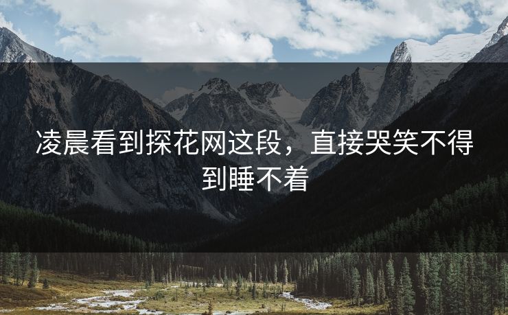 凌晨看到探花网这段，直接哭笑不得到睡不着