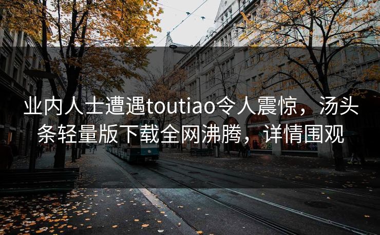 业内人士遭遇toutiao令人震惊，汤头条轻量版下载全网沸腾，详情围观