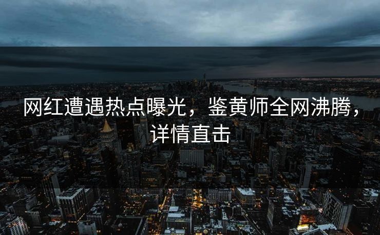 网红遭遇热点曝光，鉴黄师全网沸腾，详情直击