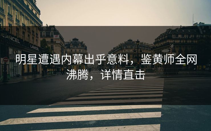 明星遭遇内幕出乎意料，鉴黄师全网沸腾，详情直击