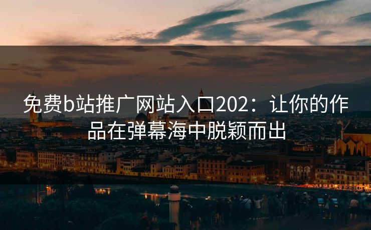 免费b站推广网站入口202：让你的作品在弹幕海中脱颖而出