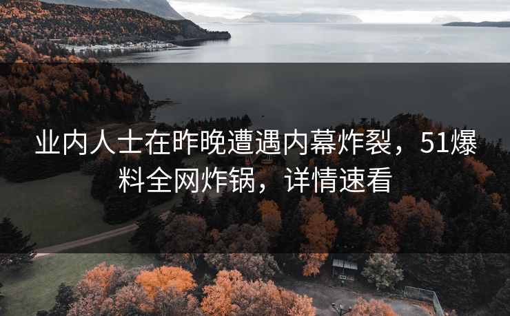业内人士在昨晚遭遇内幕炸裂，51爆料全网炸锅，详情速看