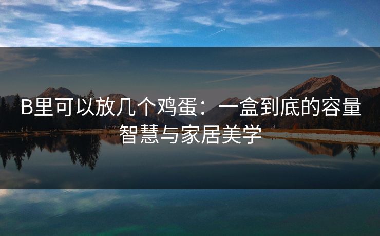 B里可以放几个鸡蛋：一盒到底的容量智慧与家居美学