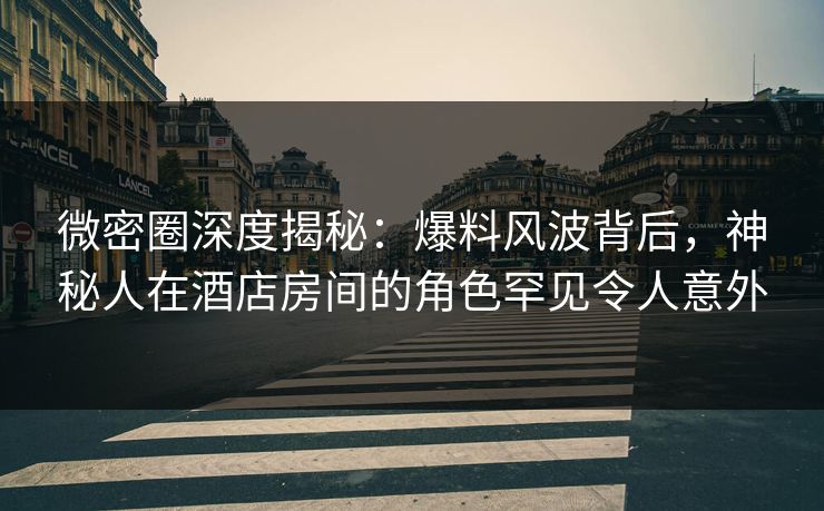 微密圈深度揭秘：爆料风波背后，神秘人在酒店房间的角色罕见令人意外