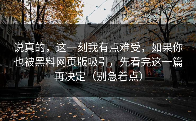 说真的，这一刻我有点难受，如果你也被黑料网页版吸引，先看完这一篇再决定（别急着点）