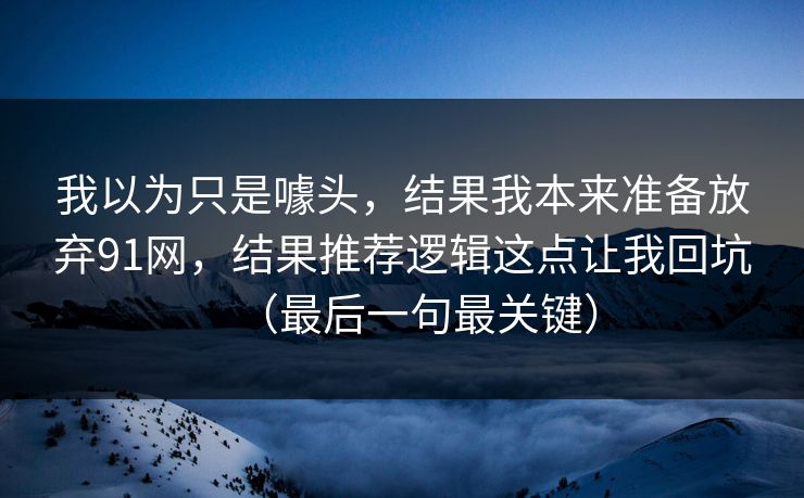 我以为只是噱头，结果我本来准备放弃91网，结果推荐逻辑这点让我回坑（最后一句最关键）